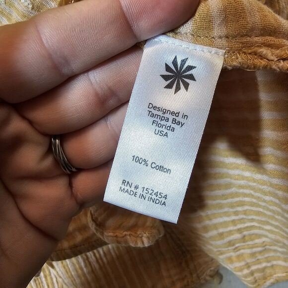 Kyla Seo Button Front Blouse Top Yellow Pink Embroidered Fray Art To Wear Small - Picture 6 of 10